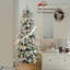Arbre de Noël artificiel floqué mince préinstallé avec base en métal-118329146