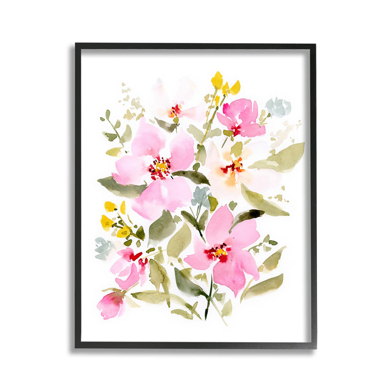 Motif rose, giclée, art par Victoria, Giclée encadrée noir minuit, H 14 po x l 11 po
