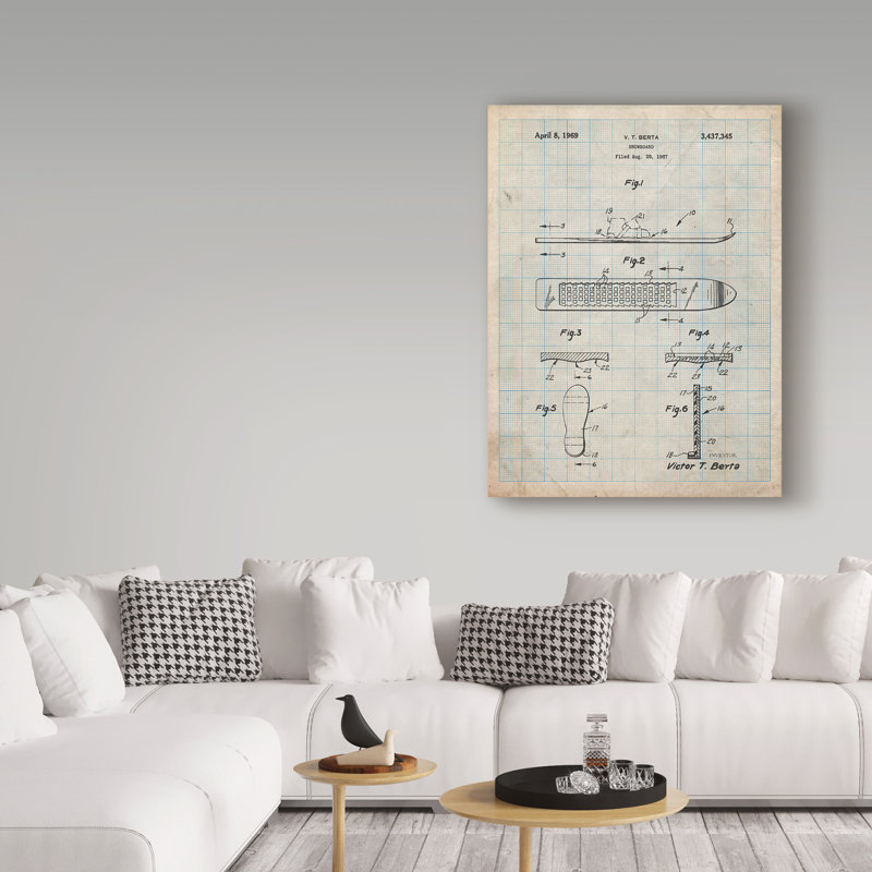 'Ski' Drawing Print on Wrapped Canvas, 47" H x 35" W