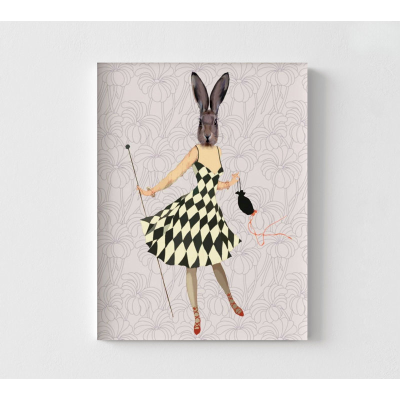 Rabbit In Black White Dress, Unique Party Gift Idea, Cute Rabbit Wall Art, Small Fashion Studio Decor, Black And White Dress Poster