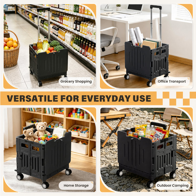 SUNALLY - Chariot utilitaire pliable, Noir