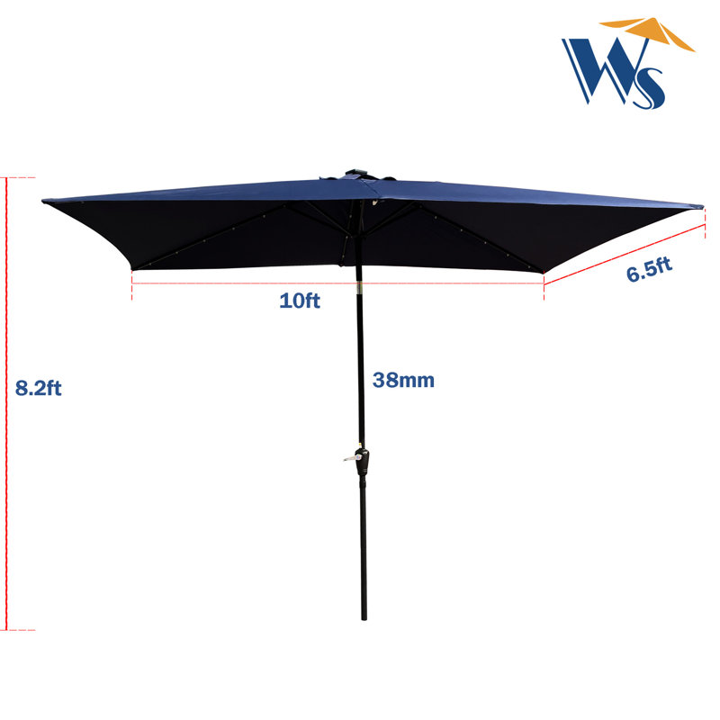 Parasol de terrasse rectangulaire à énergie solaire - 10 x 6,5 pi, bleu marine 10 x 6,5 pi avec lumières solaires,, Marine