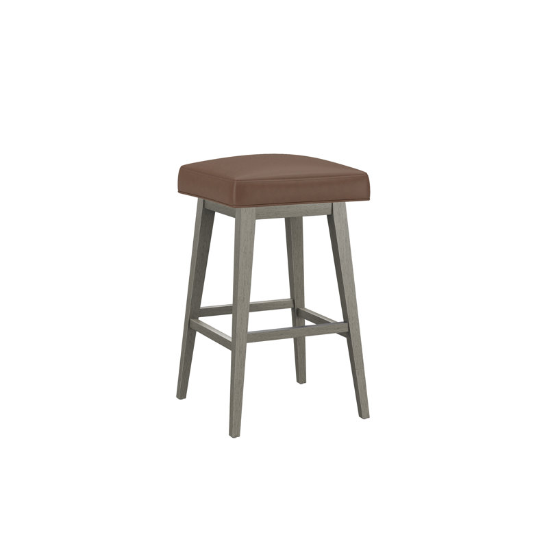 Tabouret pivotant carré sans dossier et en bois Cleland, Grey, Brown