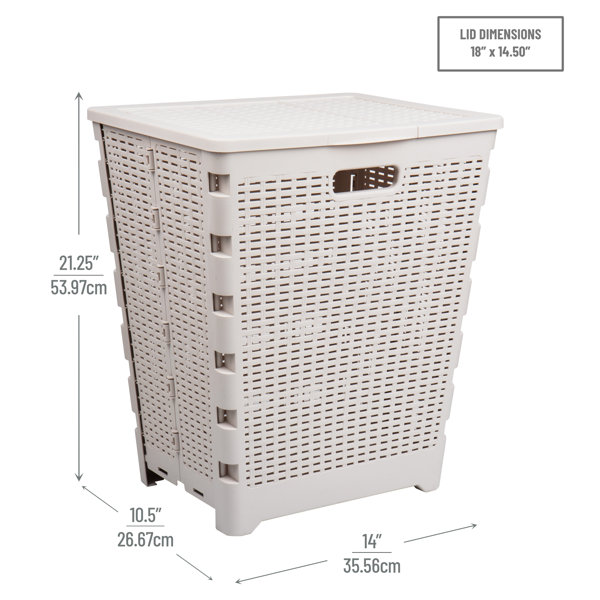 60L Capacity Bamboo Laundry Basket with Handle, Foldable Laundry Basket, Hamper - Off White Latitude Run Color: Off White