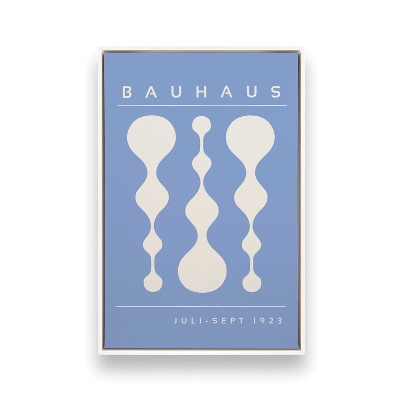 Retro Bauhaus Poster II , 36.75" H x 24.75" W, Opaque White, Light blue/off-white