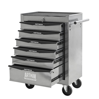 Rolling Metal Tool Chest With 6 Drawers, 20" 6-drawer Tool Chest Cabinet With Ball Bearing Drawer Slides, Steel Tool Storage Box Organizer (silver)