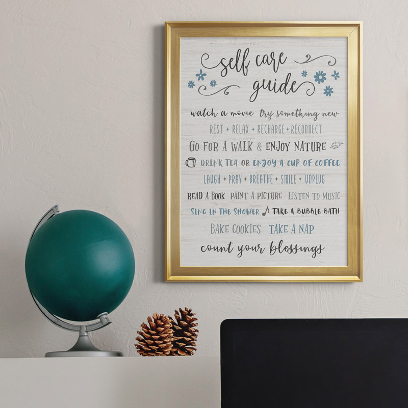 " Guide To Self Care ", Gold Framed, 24.5" H x 18.5" W x 1" D