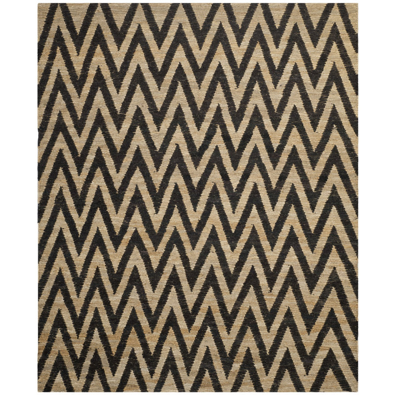 Louisos Hand Knotted Jute Chevron Rug, Rectangle 8' x 10'