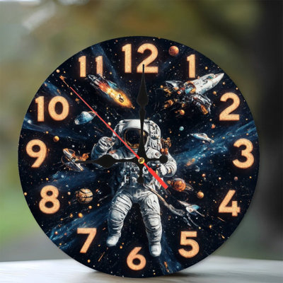 Astronaute, espace, horloge galaxie, cosmos