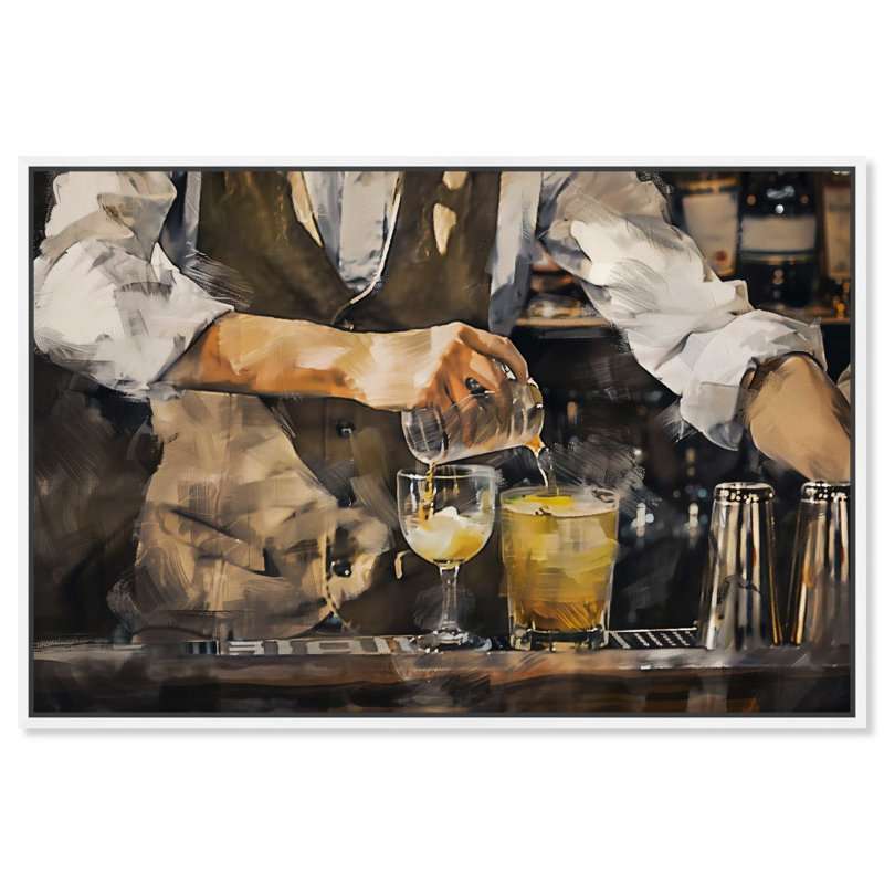 Notoriart Bartender, Cadre blanc, H 21 po x l 31 po
