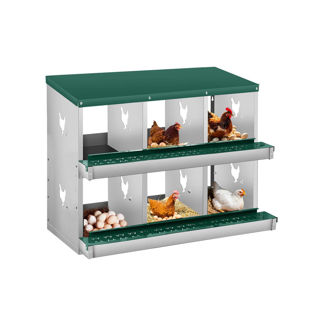 6 Compartment Chicken Nesting Box, Chicken Laying Boxes to Protect Eggs, Easy to Clean & Install