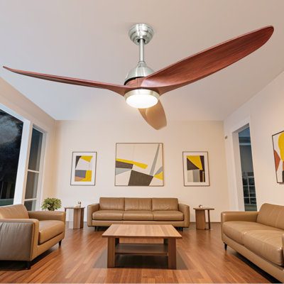 52 In. Smart Indoor Silver Ceiling Fan With 3-colours Led Light/dimmer And Dc Reversible And App/remote/memory Function