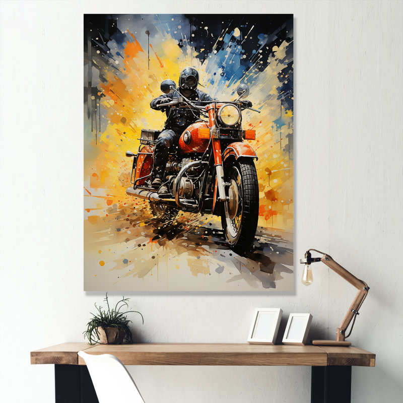 Motocyclette industrielle, Toile tendue, 20" H x 12" W