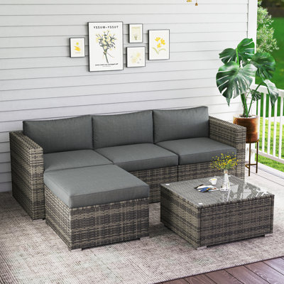 Ensemble de conversation modulaire pour 4 personnes avec coussins