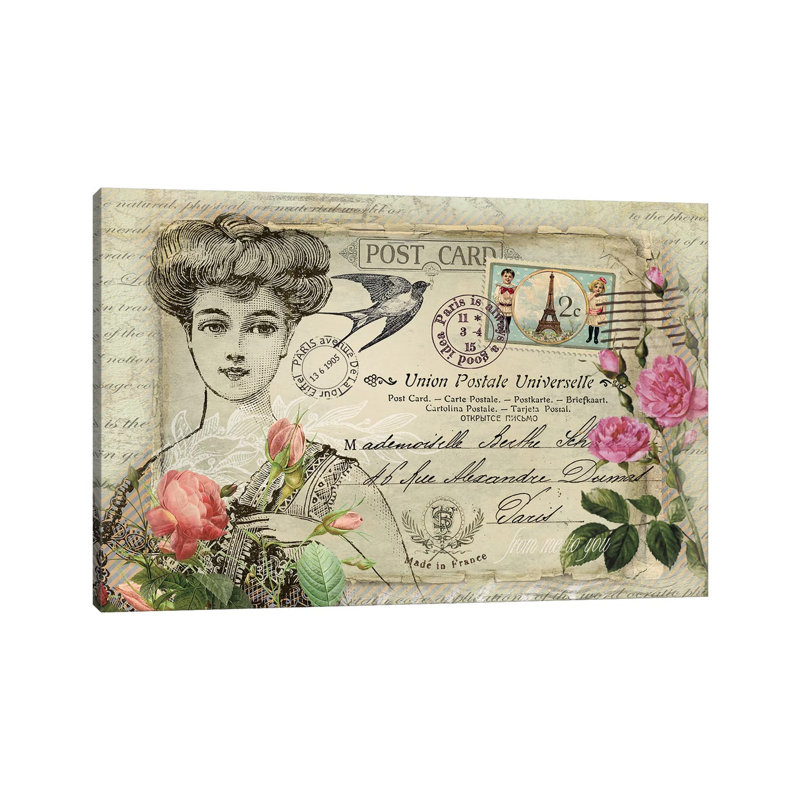 Parisian Postcard #4 by Rnob - Wrapped Canvas Gallery-Wrapped Canvas Giclée, 18" H x 26" W x 1.5" D