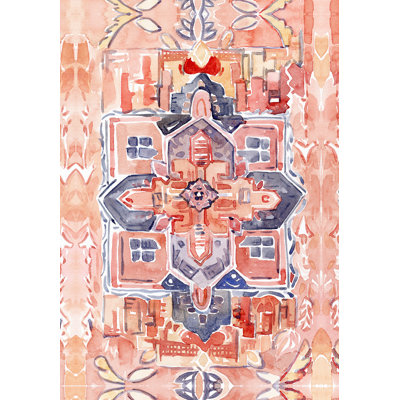 Aquarelle, motif aztèque chaleureux, reproduction d'art sur toile tendue