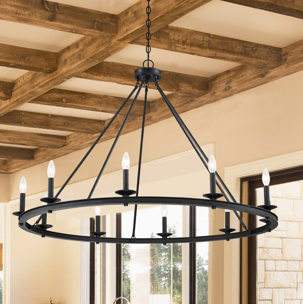 Poynor 10-Light Chandelier, Matte Black