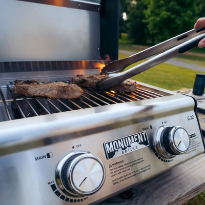 Monument Grills, Clearview 2 - Barbecue portatif au propane liquide en acier inoxydable 15 000 BTU - Parfait pour les barbecues en famille, cadeau des Fêtes