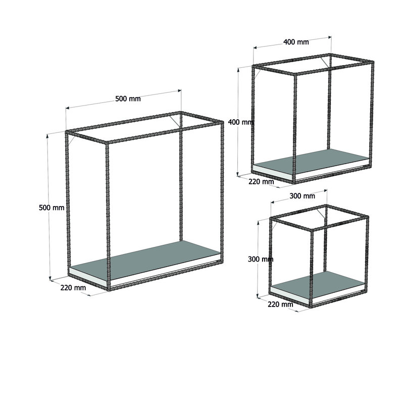 Leopoldo 3 Piece Solid Wood Accent Shelf