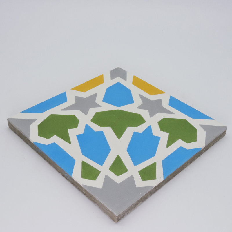 Bahja 8 in. x 8 in. Tile, Yellow/Green/Light Blue
