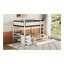 Lit superposé double avec lit gigogne simple, rangement et bureau, blanc et noyer-202275230