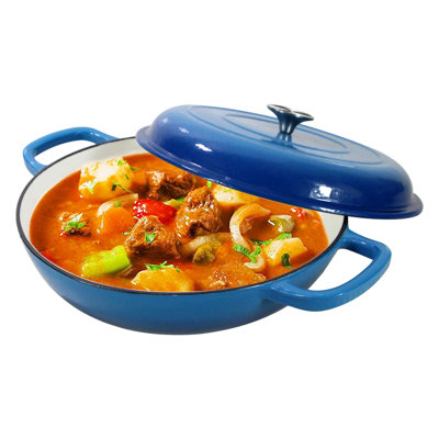 Enameled Cast Iron Dutch Oven, 3.8 Quart Dutch Oven Pot with Lid, Non Stick Cast Iron Pot, Round Oven Safe up to 500°F, Use for Marinate, Cook, Bake and Serve