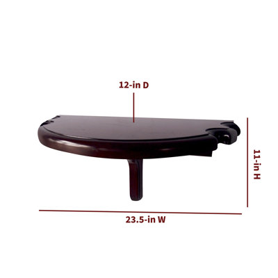 Hathaway Premium Half Moon Shelf Wall Table – 23.5-in x 12-in Wall Mounted Bar Table with Pool Cue Rests – Solid Hardwood & MDF Half Circle Shelf – Billiard Room Furniture – Walnut Finish