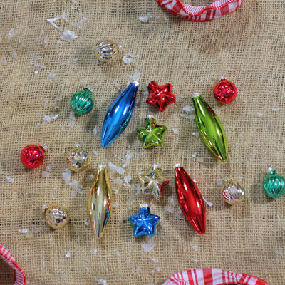 16ct Vibrantly Colored Shiny Shatterproof Finial and Star Christmas Ornaments 4" (100mm)