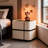 19.7" Italian Light Luxury Solid Wood Nightstand with 2 Drawers, Modern Leather Wrapped & Glass Top Compact Bedroom Bedside Storage Table