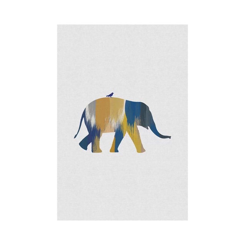 Elephant Blue And Yellow by Orara Studio - Wrapped Canvas Gallery-Wrapped Canvas Giclée, 66.04 cm H x 45.72 cm W x 1.91 cm D