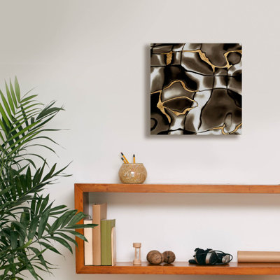 Toile épique Graffiti «Golden Shimmer 1» par Alonzo Saunders, 12 po x 12 po