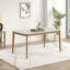 Ensemble de table de salle à manger 6 pièces, une table, un banc et quatre chaises, plateau de table blanc ultrabrillant de couleur chêne clair