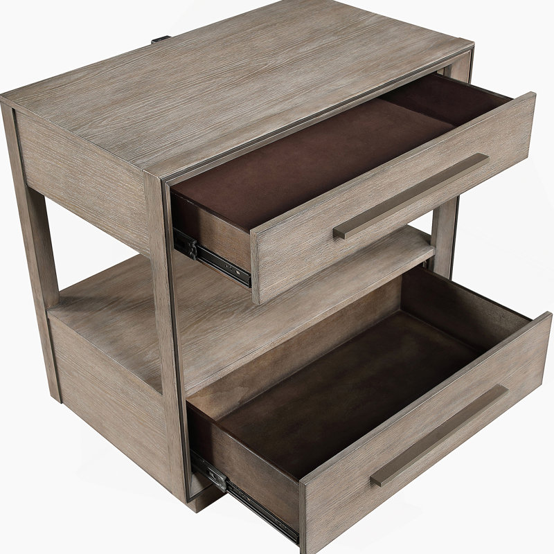 Table de chevet 2 tiroirs Taupe
