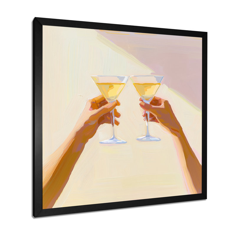 «Mansell Martini Cocktail Drink Friends III», art mural sur toile, Reproduction encadrée d'une seule photo, H 16 po x l 16 po