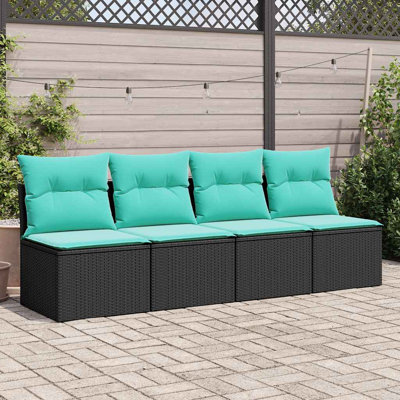 Ebern Designs 2 Piece Patio Sofa Set With Cushions Poly Rattan Acacia by Ebern Designs