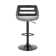 Swivel Adjustable Height Bar Stool with Pedestal Metal Base in Faux Leather and Wood