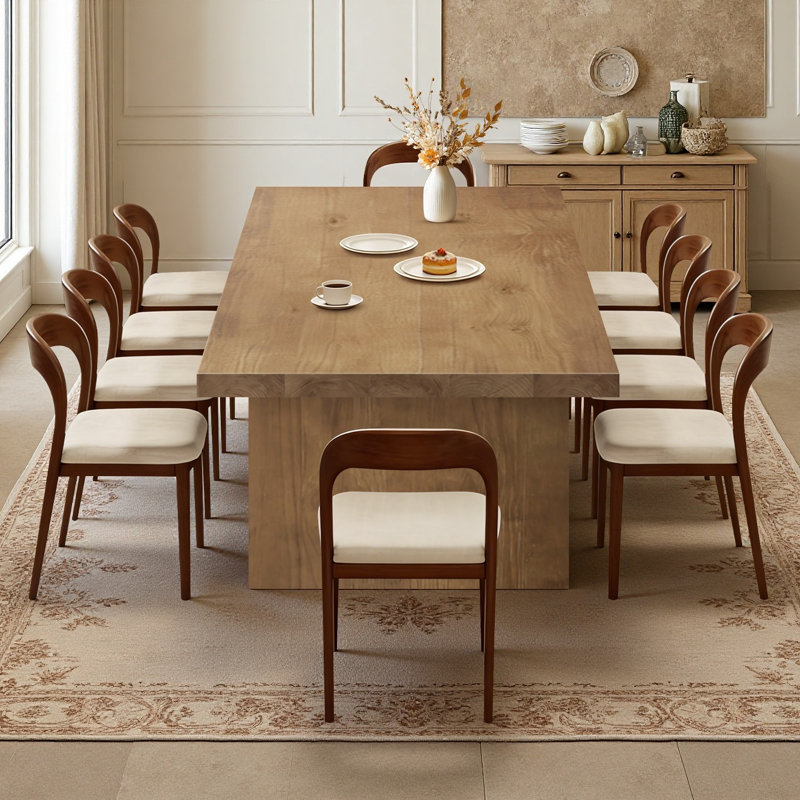 Ensemble de table de salle à manger moderne en bois massif avec chaises rembourrées, H 29,53 po x l 94,5 po x P 39,37 po