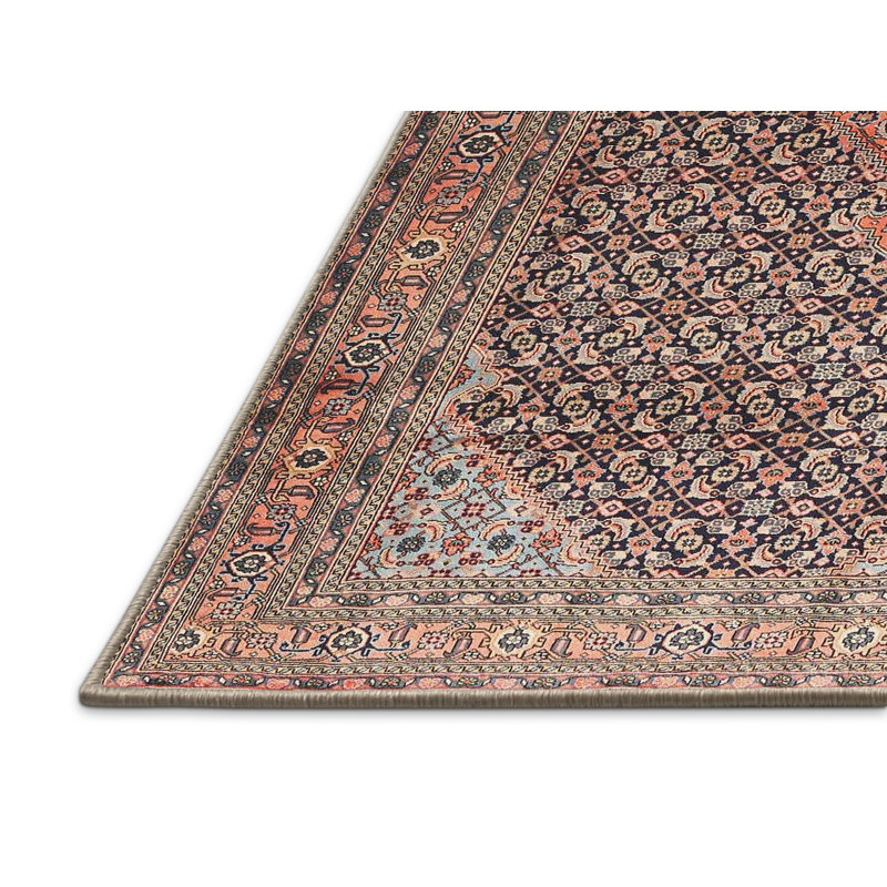 Tapis traditionnel mehroon/noir/bleu, Rectangle 5 pi x 7 pi