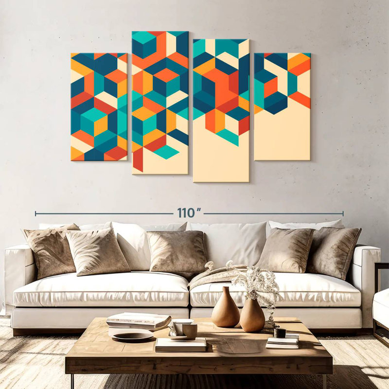 Retro Cube Abstract, 54" H x 84" W