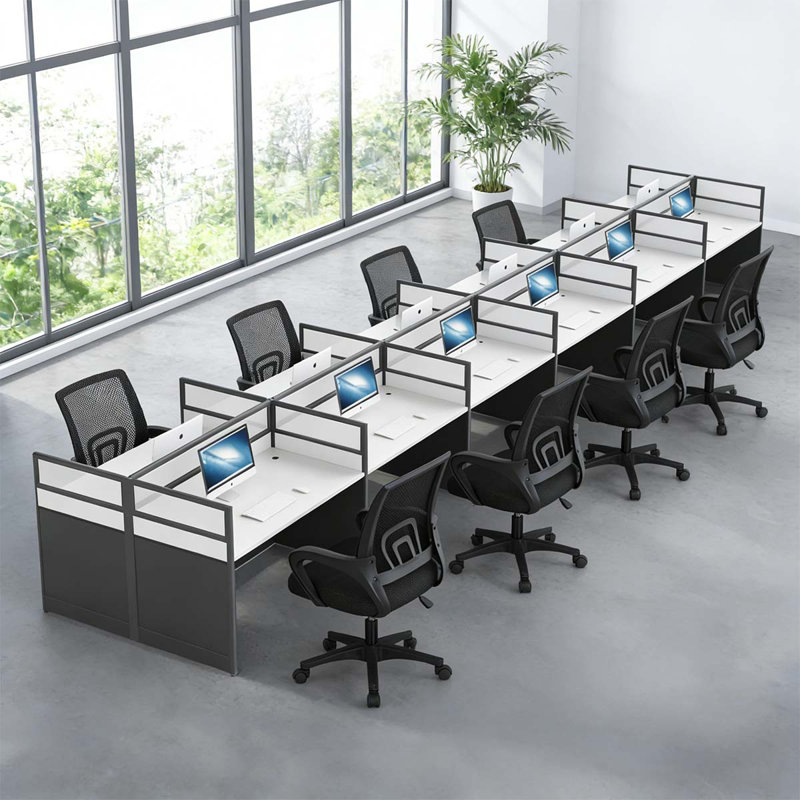 Rectangular 12-person Office Cubicle, Computer Desk,equipped With Cable Management Device And Officechair