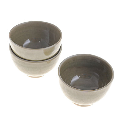 Wildon Home® Handmade Earthy Green Ceramic Prep Bowls (Set Of 3)