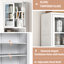 Garde-manger autoportant en métal de 72 po de hauteur, finition blanche, tablettes réglables, acier inoxydable, installation, portes en verre, magnétique silencieux