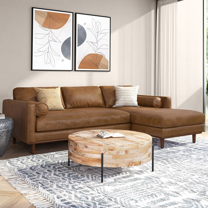 Canapé modulaire droit - brun caramel, Brun