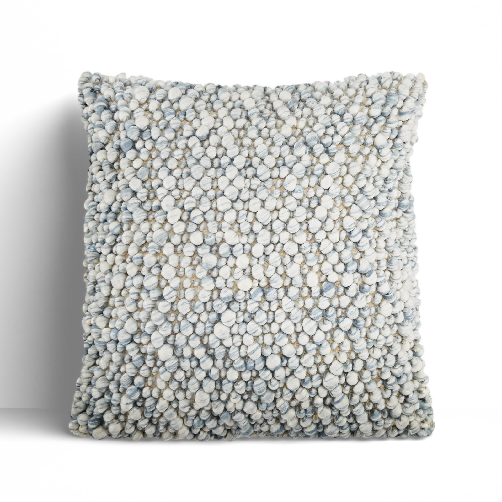 Upson Embroidered Wool Throw Pillow, Down, Light Blue