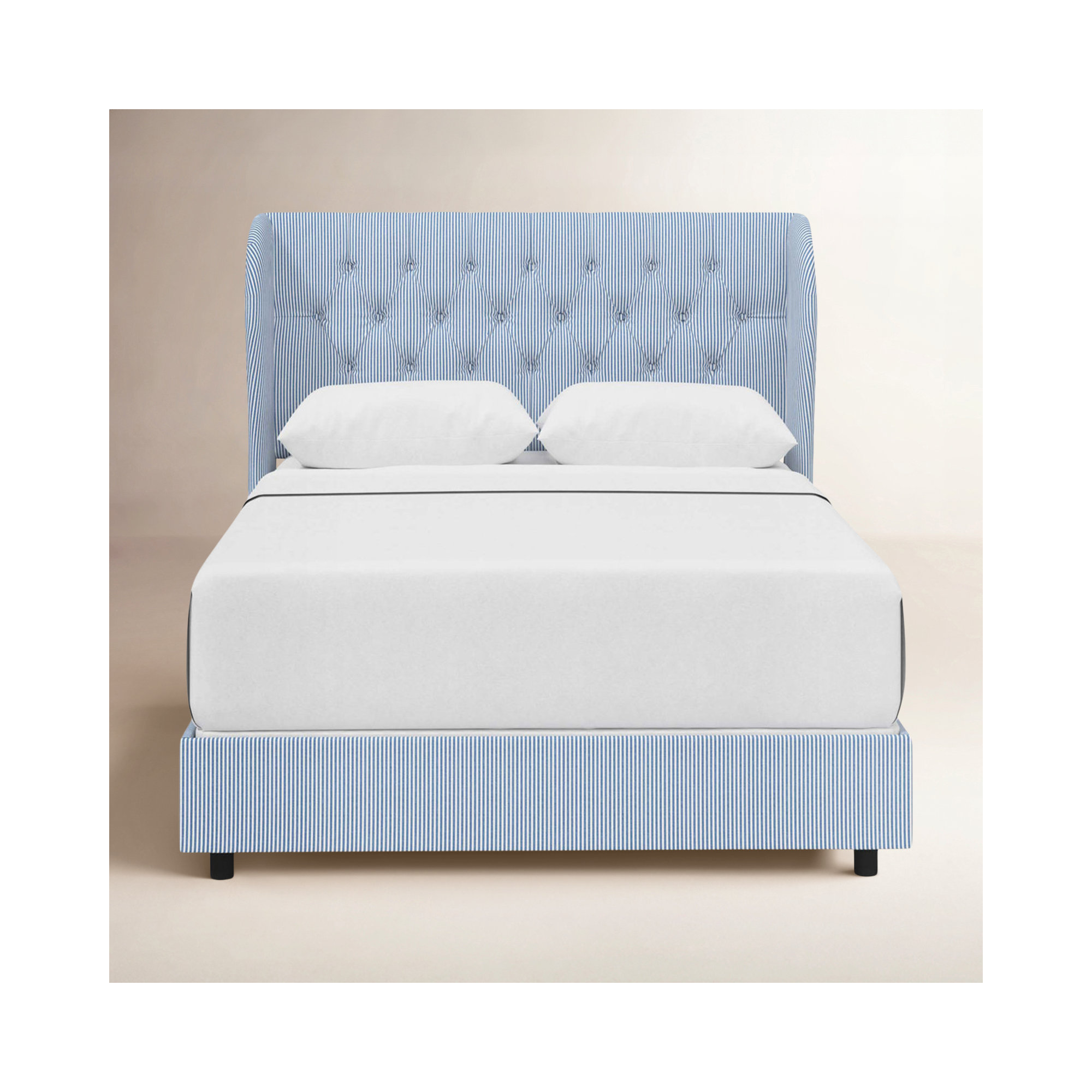 Tomey Upholstered Wingback Bed, Queen, Shaana Indigo