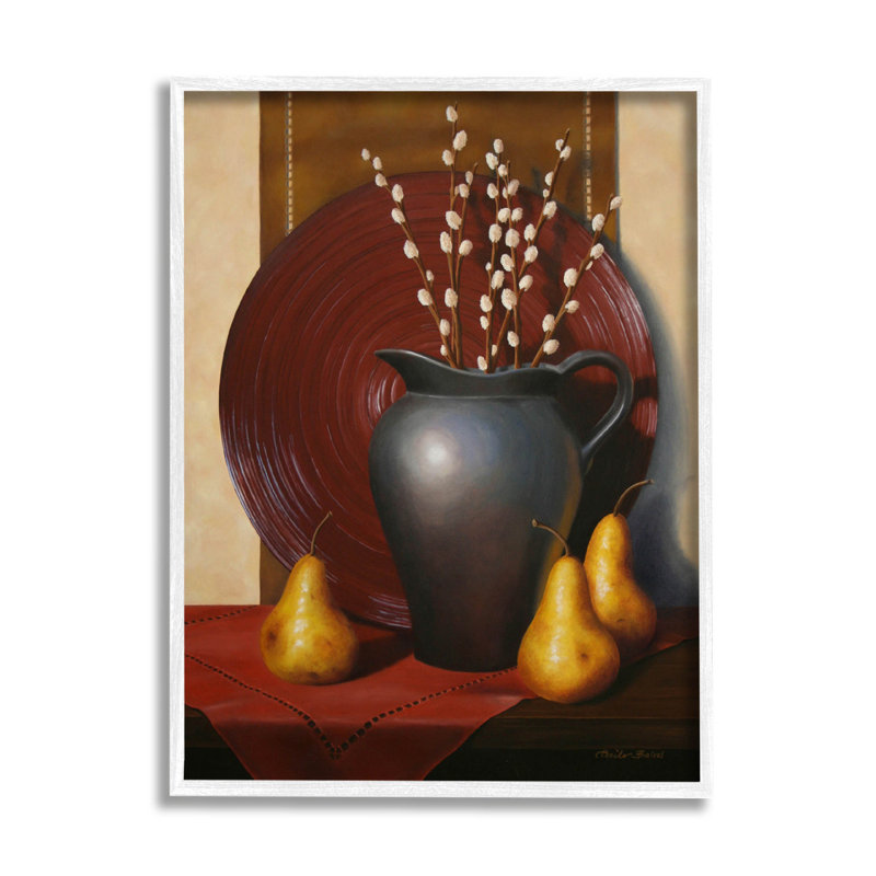 Arrangement giclée sur vase traditionnel par Cecile Baird, H 14 po x l 11 po x P 1,5 po, Giclée encadrée noir minuit