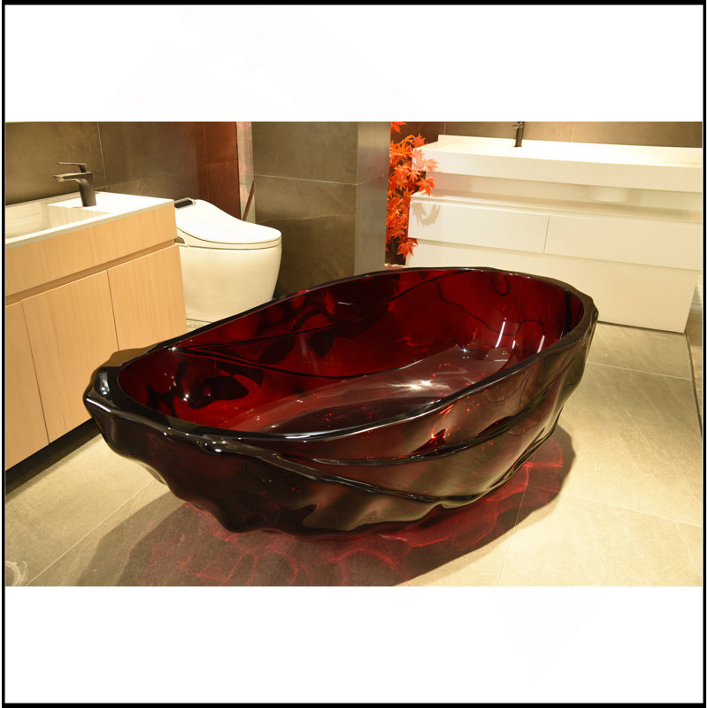Baignoire de trempage autoportante de 67 pouces avec résine acrylique durable et facile d'entretien, parfaite pour les salles de bain modernes et luxueuses.