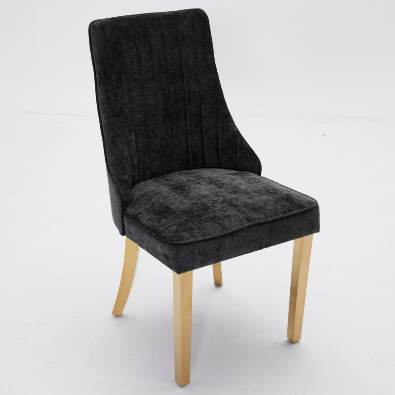 Ensemble de salle à manger 5 pièces 5 pièces, 5 Pieces: Table, 4 Chairs, Noir et or
