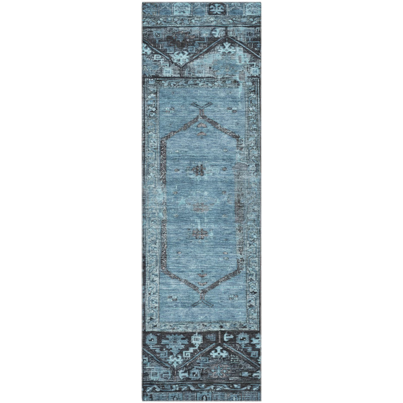 Premium Machine Washable Hooley AMF1727 Global Rug, Runner 2'3" x 7'6"