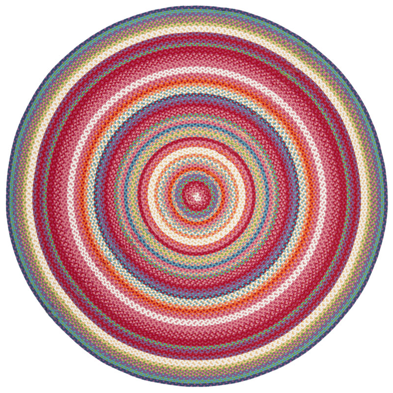 Tapis d'intérieur / extérieur géométrique tissé à la main Paulina, Rond 3 pi